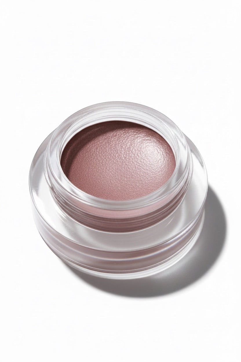 Gressa Skin La Première Fleur limited edition cream makeup in a shimmering mauve rose shade in a glass jar.