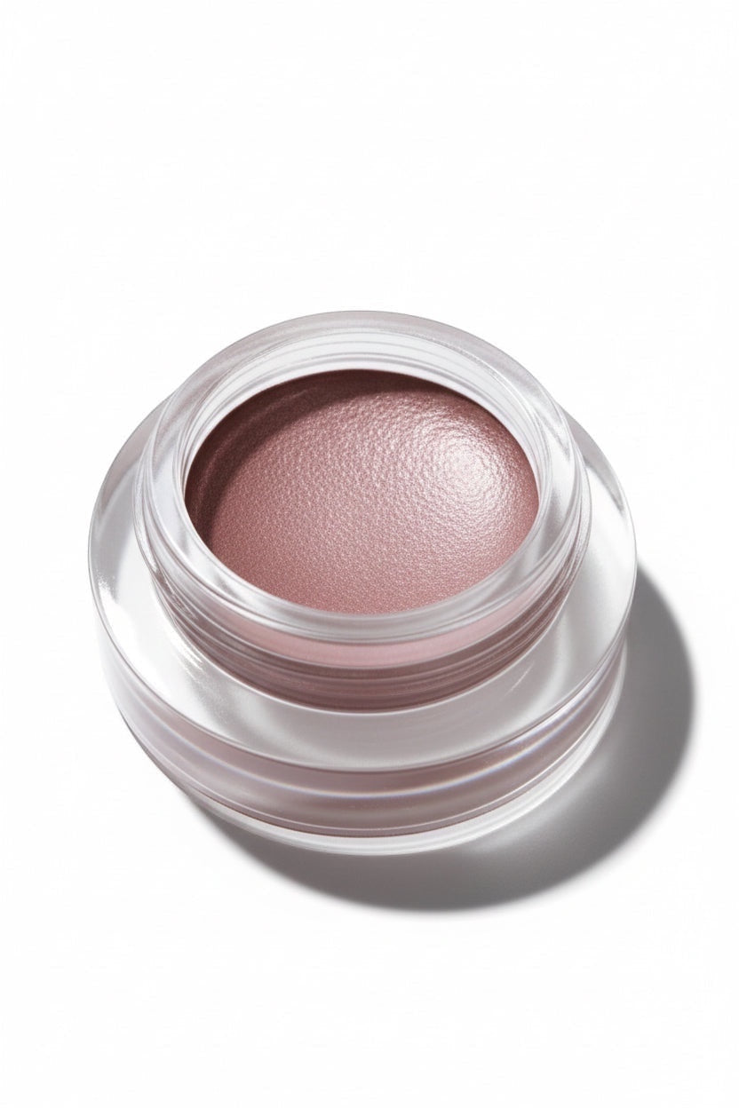 Gressa Skin La Première Fleur limited edition spring kit featuring a shimmering mauve cream makeup in a glass jar.