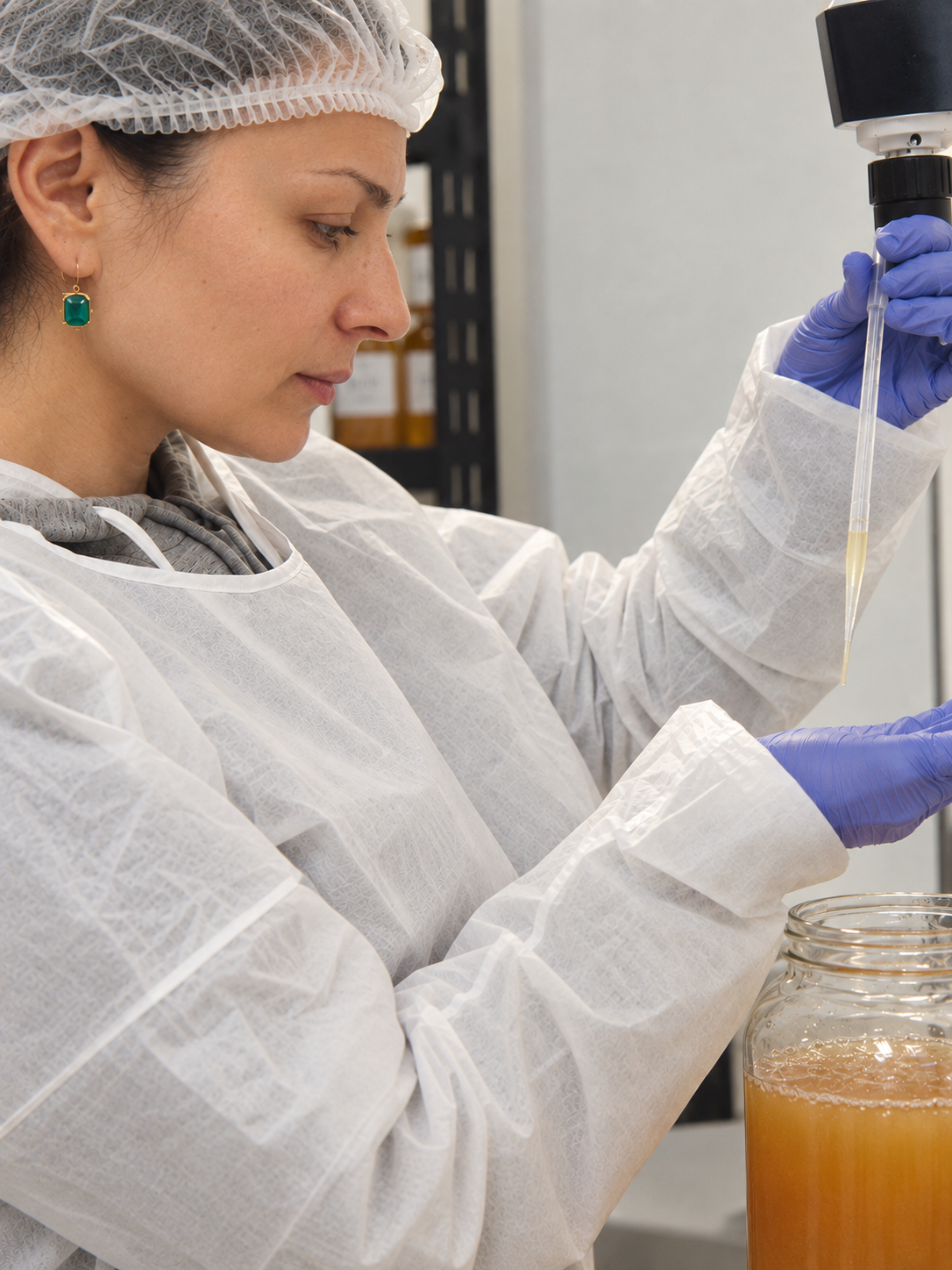Founder working in her laboratory
