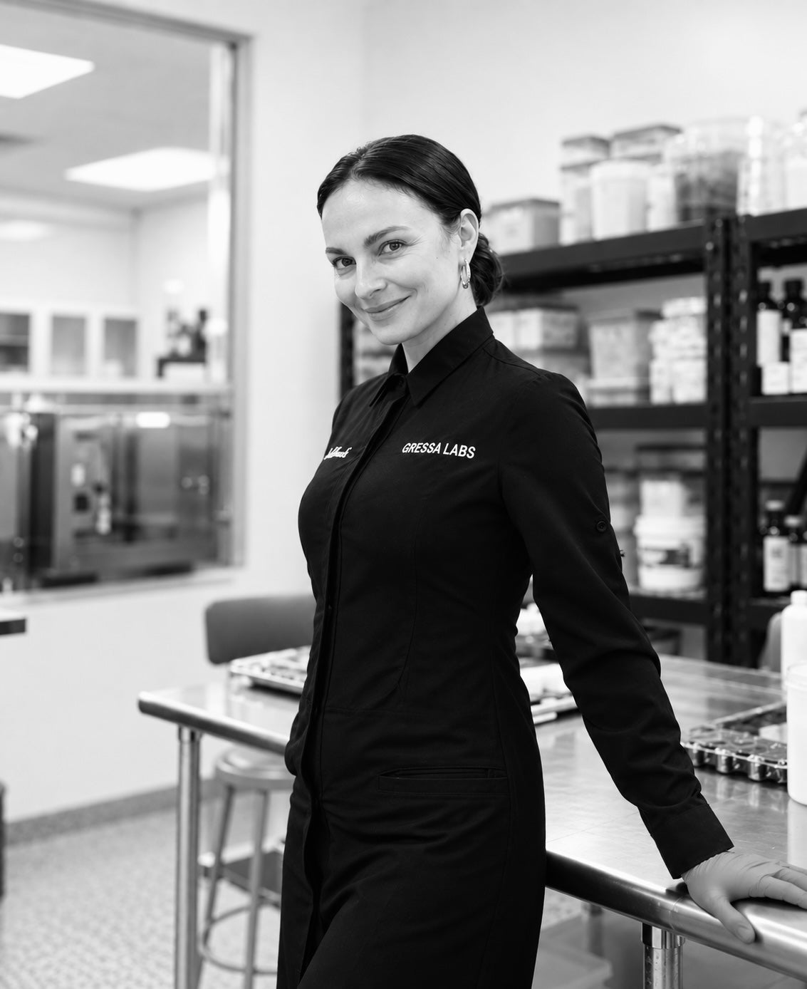 Founder working in her laboratory